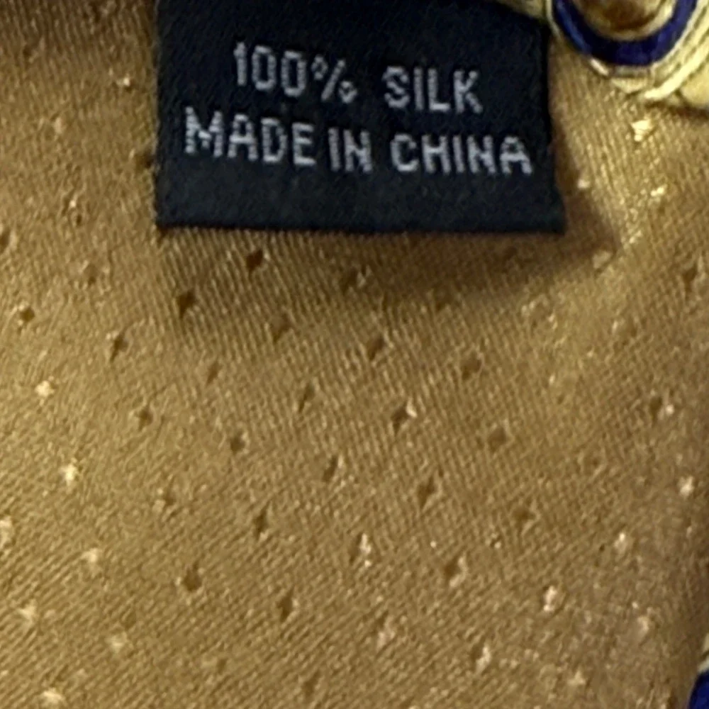 Pfizer Blue Pill Tie 100% Silk Gold Navy Logo Pharmaceutical Promo